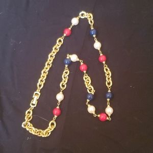 Red white and blue gold necklace